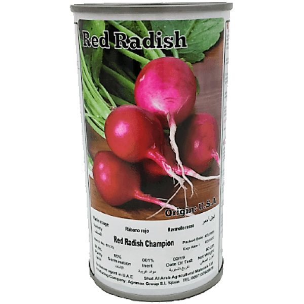 Red Radish Champion Seeds Tin - www.Greenie.ae Buy online Best and Healthy Plants and quality products guarantee in Dubai Plants Shop in Dubai Abu Dhabi all over UAE Plants near me Fresh Plants in Dubai where to buy plants in UAE - Greenie.ae