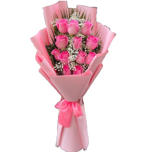 Fresh Pink Roses and Bouquet