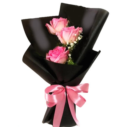 Fresh Pink Roses and Bouquet