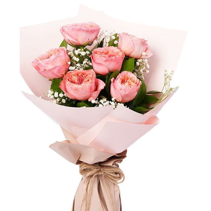 Fresh Pink Roses and Bouquet