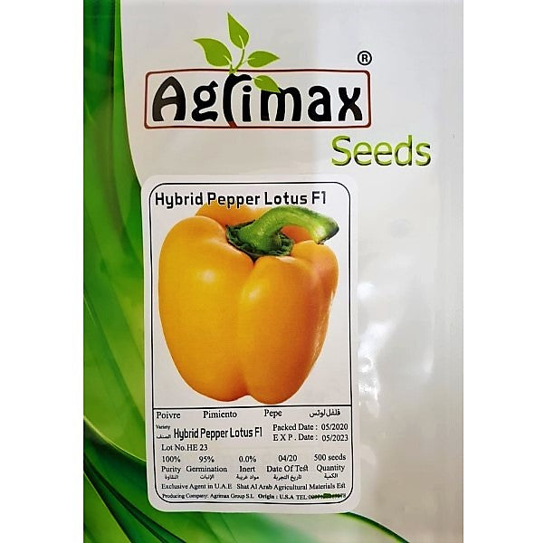 Lotus F1 Hybrid Yellow Pepper Premium Quality Seeds - www.Greenie.ae Buy online Best and Healthy Plants and quality products guarantee in Dubai Plants Shop in Dubai Abu Dhabi all over UAE Plants near me Fresh Plants in Dubai where to buy plants in UAE - Greenie.ae