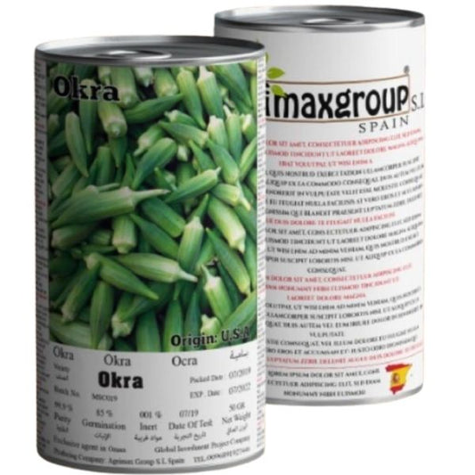 Clemson Spineless Okra Seeds Tin - www.Greenie.ae Buy online Best and Healthy Plants and quality products guarantee in Dubai Plants Shop in Dubai Abu Dhabi all over UAE Plants near me Fresh Plants in Dubai where to buy plants in UAE - Greenie.ae